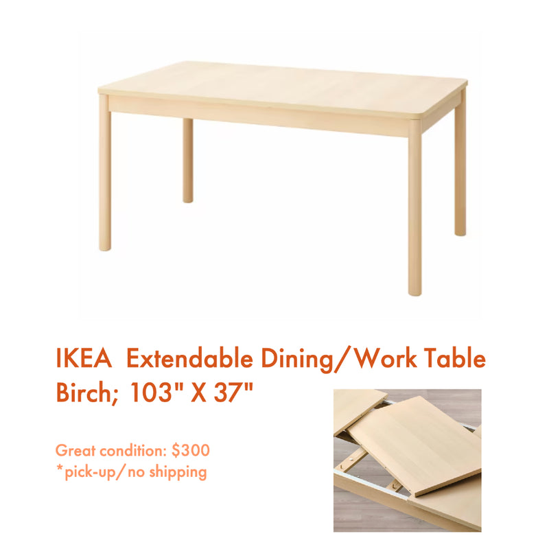 Birch Extendable Dining/Work Table