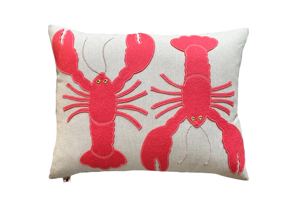 Lobster Yin Yang Pillow - Coral + Oat