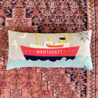Nantucket Lightship Pillow - Nantucket Red + Aqua