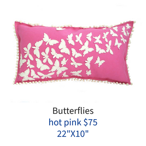 Butterfly Lumbar Pillow - Hot Pink