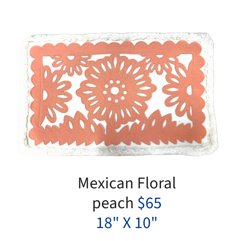 Mexican Floral Garland Pillow - Coral