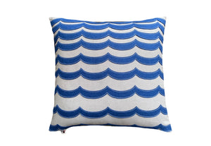 Wavy Stripe Pillow - Cobalt + Gray