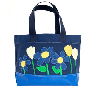 Tote Bag - Flower Garden - Navy + Green