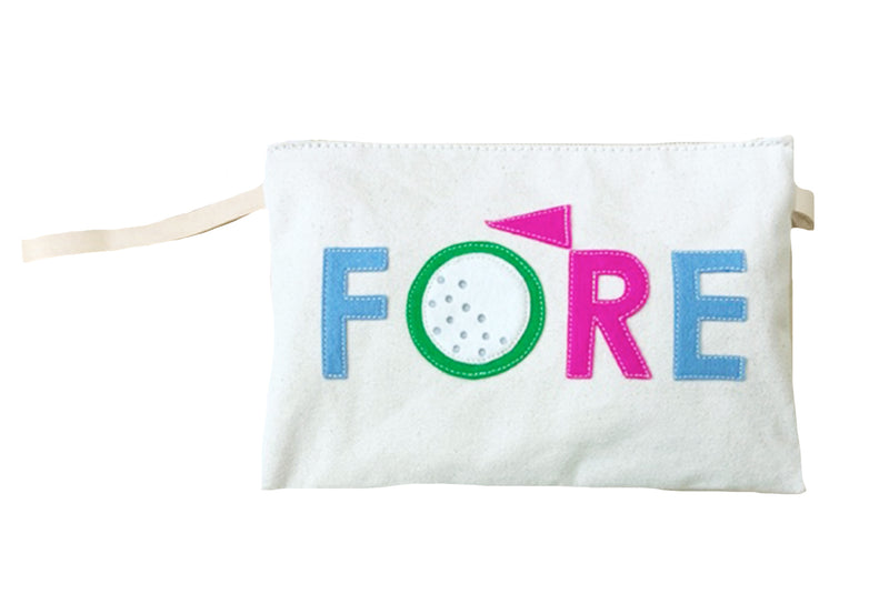 Wristlet - Golfer's FORE - Natural + Pink
