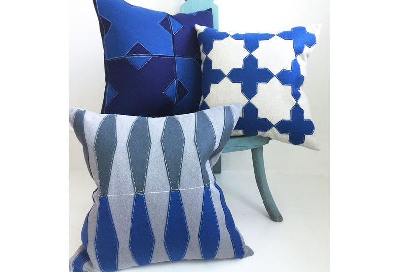 Moroccan Cross Pillow - Blue