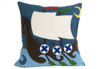 Viking Ship Pillow - Blue Denim
