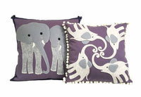 Elephants Dancing Pillow - Plum