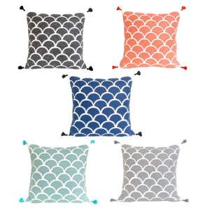 Scallop Wave Pattern Pillow - Coral