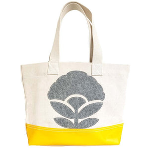 Tote Bag - Lotus Flower - Natural + Yellow