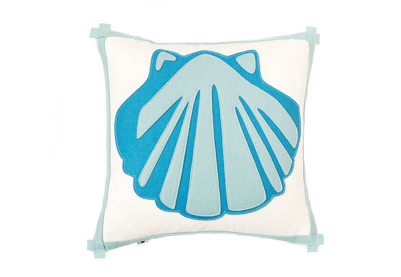 Scallop Shell Pillow - Aqua