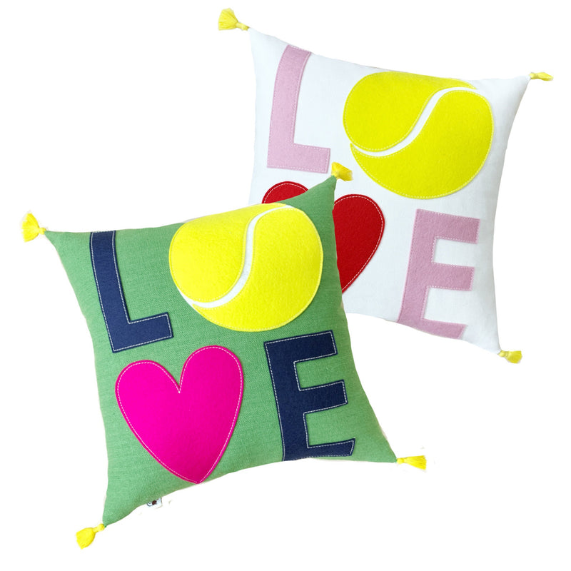 Tennis LOVE ALL Pillow - White