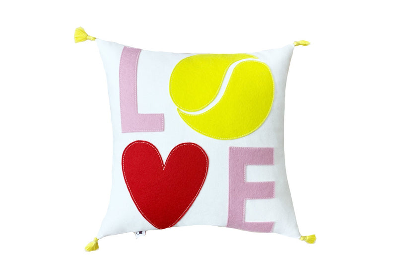 Tennis LOVE ALL Pillow - White